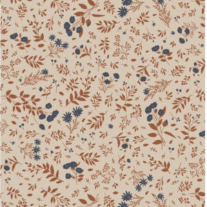 Geschenkpapier Blumenmotiv in blau und Terrakottafarben - 5 m.